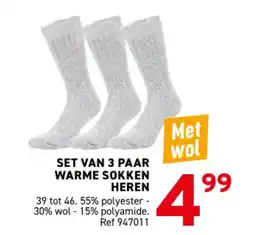 Trafic Set van 3 paar warme sokken heren aanbieding
