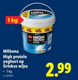 Lidl Milbona High protein yoghurt op Griekse wijze aanbieding