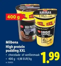 Lidl Milbona High protein pudding XXL aanbieding
