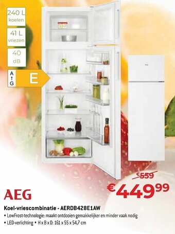 Exellent AEG Koel-vriescombinatie - AERDB428E1AW aanbieding