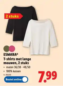 Lidl Esmara t-shirts met lange mouwen aanbieding