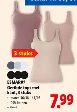 Lidl Esmara geribde tops met kant aanbieding