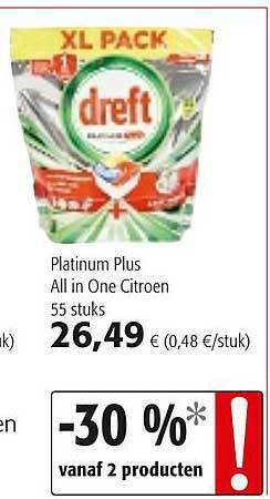 Colruyt Dreft Platinum Plus All In One Citroen aanbieding
