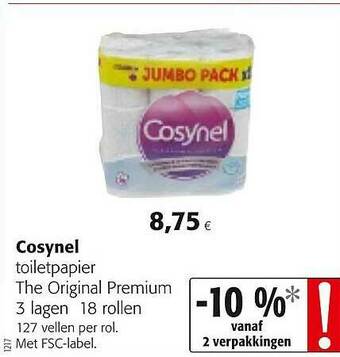 Colruyt Cosynel Toiletpapier aanbieding