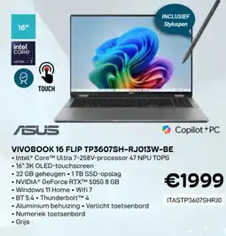 CompuDeals Asus vivobook 16 flip TP3607SH-RJ013W-BE ITASTP3607SHRJO aanbieding