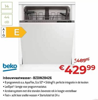 Exellent Beko Inbouwvaatwasser - BZDIN28426 aanbieding
