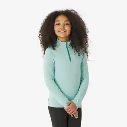 Decathlon Thermoshirt voor skiën kinderen BL 500 halve rits turquoise aanbieding