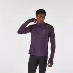 Decathlon Warm hardloopshirt met lange mouwen en halve rits heren Run 500 Warm aubergine aanbieding