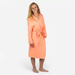Decathlon Compacte damesbadjas met capuchon microvezel koraalroze aanbieding