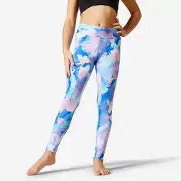 Decathlon Turnlegging met hoge taille voor meisjes blauw multicolor aanbieding