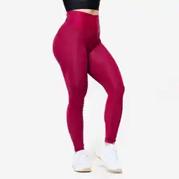 Decathlon Fitnesslegging met hoge taille voor dames rood aanbieding