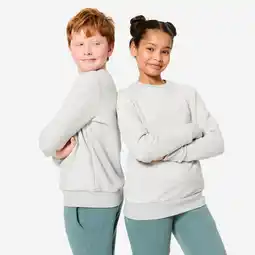 Decathlon Warme uniseks kindersweater met ronde hals lichtgrijs aanbieding