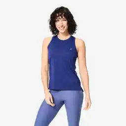 Decathlon Fitnesstop voor dames recht model donkerblauw aanbieding