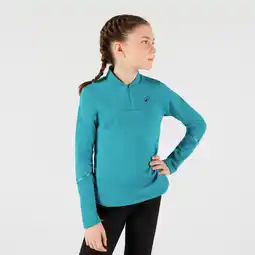 Decathlon Thermo tennisshirt met lange mouwen en 1/2 rits voor meisjes turquoise aanbieding