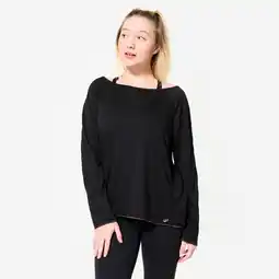 Decathlon Dansshirt met lange mouwen voor modern jazz voor dames zwartgrijs aanbieding