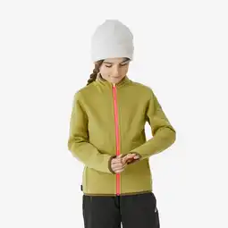 Decathlon Warme midlayer voor skiën kinderen 6-14 jaar MID 500 rits kaki en roze aanbieding