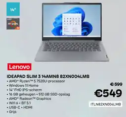 CompuDeals Ideapad slim 3 14AMN8 82XN004LMB ITLN82XN004LMB aanbieding
