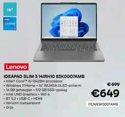 CompuDeals Lenovo ideapad slim 3 14IRH10 83K0007AMB ITLN83K0007AMB aanbieding