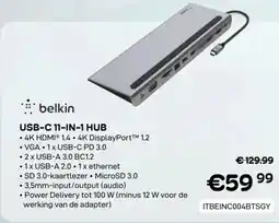 CompuDeals Belkin USB-C 11-IN-1 Hub ITBEINC004BTSGY aanbieding