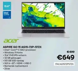 CompuDeals Acer aspire go 15 AG15-72P-57ZX ITACAG1572P57ZX aanbieding