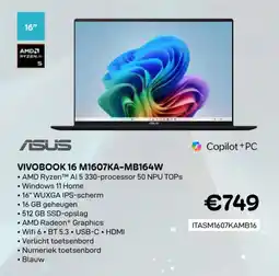 CompuDeals Asus vivobook 16 M1607KA-MB164W ITASM1607KAMB16 aanbieding