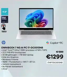 CompuDeals HP omnibook 7 ng AI PC 17-DC0013NB aanbieding