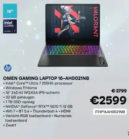 CompuDeals HP omen gaming laptop 16-AH0021NB aanbieding
