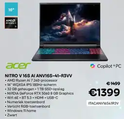 CompuDeals Acer nitro V 16S AI ANV16S-41-R3VV ITACANV16S41R3V aanbieding