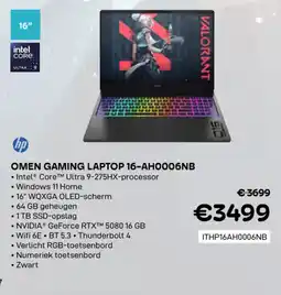 CompuDeals HP omen gaming laptop 16-AH0006NB ITHP16AH0006NB aanbieding