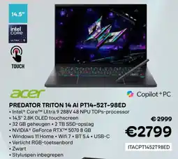 CompuDeals Acer predator triton 14 AI PT14-52T-98ED ITACPT1452T98ED aanbieding