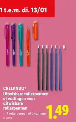 Lidl Uitwisbare rollerpennen of vullingen voor uitwisbare rollerpennen aanbieding