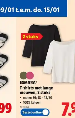 Lidl T-shirts met lange mouwen, 2 stuks aanbieding