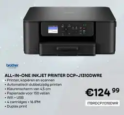 CompuDeals All-in-one inkjet printer DCP-J1310DWRE ITBRDCPJ1310DWR aanbieding
