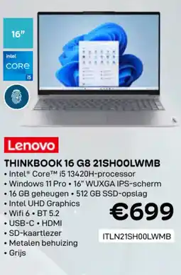 CompuDeals Lenovo thinkbook 16 G8 21SHOOLWMB ITLN21SH00LWMB aanbieding