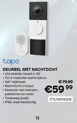 CompuDeals Tapo deurbel met nachtzicht ITTLTAPOD210 aanbieding