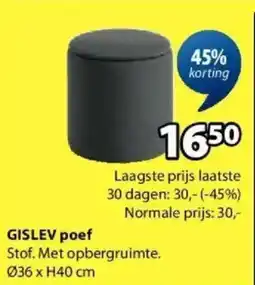 Jysk GISLEV poef aanbieding