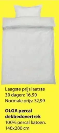 Jysk Olga Percal Dekbedovertrek aanbieding