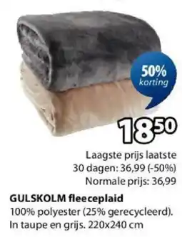 Jysk Gulskolm Fleeceplaid aanbieding