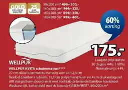 Jysk Wellpur kvita Schuimmatras aanbieding