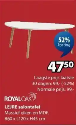 Jysk Royal Oak Lejre Salontafel aanbieding