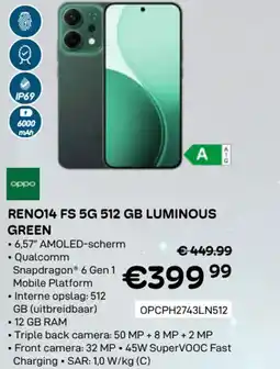 CompuDeals Oppo reno14 FS 5G 512 GB luminous green OPCPH2743LN512 aanbieding