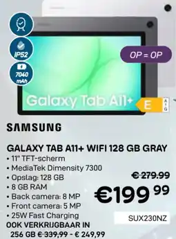 CompuDeals Samsung galaxy tab A11+ wifi 128 GB gray SUX230NZ aanbieding
