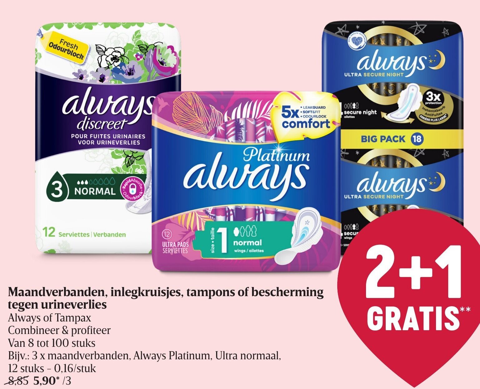 Maandverbanden, inlegkruisjes, tampons of bescherming tegen