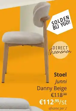 YGO Stoel Junni Danny Beige aanbieding