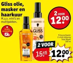 Kruidvat Gliss Olie, Masker en Haarkuur aanbieding