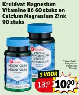 Kruidvat Kruidvat Magnesium Vitamine B6.60 stuks en Calcium Magnesium Zink aanbieding