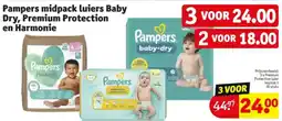 Kruidvat Pampers midpack luiers Baby Dry, Premium Protection en Harmonie aanbieding