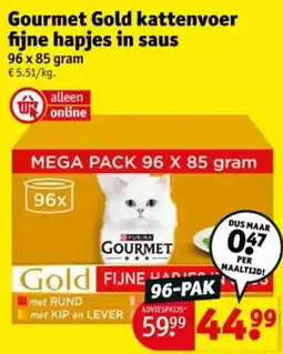 Kruidvat Gourmet Gold kattenvoer fijne hapjes in saus aanbieding