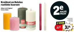 Kruidvat Kruidvat en Bolsius rustieke kaarsen aanbieding