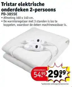 Kruidvat Tristar elektrische onderdeken 2-persoons PD-3855E aanbieding